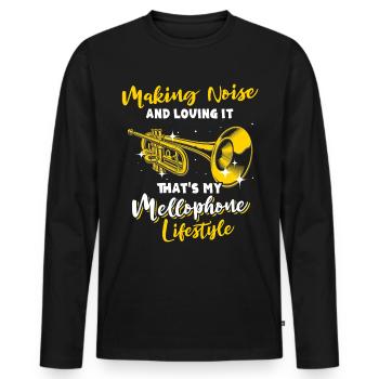 Mellophone - Men's Premium Organic Long Sleeve Shirt - black - Front - Nico (187cm)