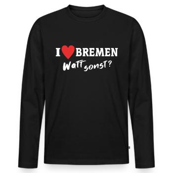 J’aime la ville de Brême - T-shirt manches longues Premium bio Homme - noir - Devant - Nico (187cm)