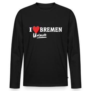 J’aime Brême Chère Brême - T-shirt manches longues Premium bio Homme - noir - Devant - Nico (187cm)