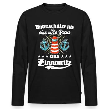 Zinnowitz Frau Zinnowitzerin - Männer Premium Bio Langarmshirt - Schwarz - Vorne - Nico (187cm)