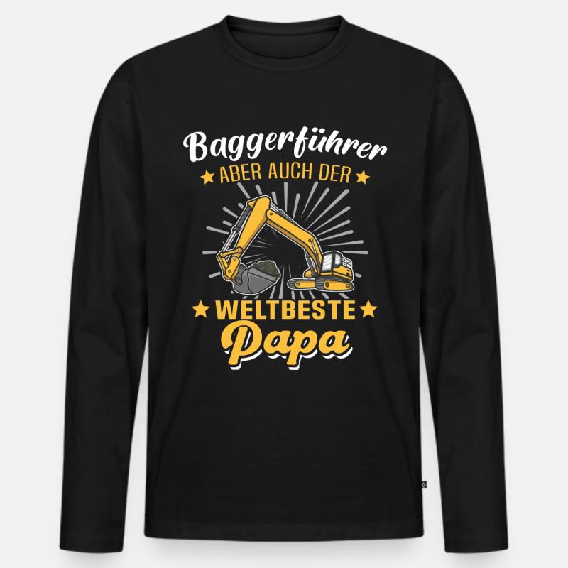 Baggerfahrer Papa Baggerführer - Männer Premium Bio Langarmshirt - Schwarz