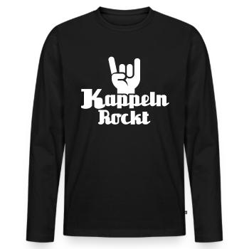 Kappeln - Männer Premium Bio Langarmshirt - Schwarz - Vorne - Nico (187cm)
