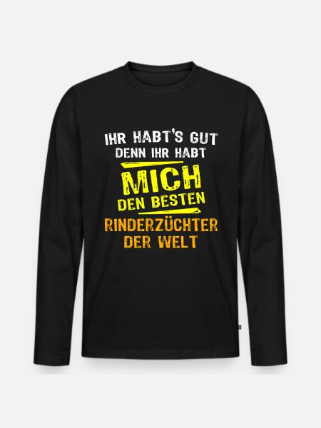 Rinderzüchter Geschenk - Männer Premium Bio Langarmshirt - Schwarz