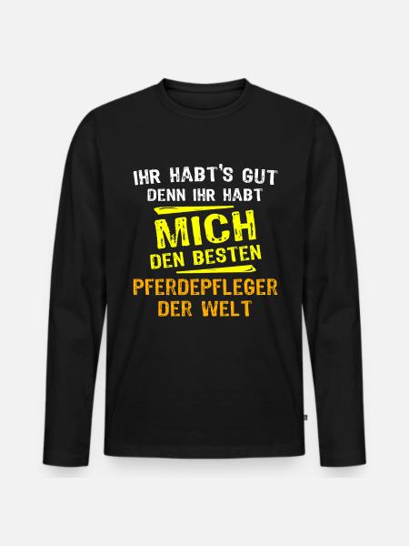Pferdepfleger Geschenk - Männer Premium Bio Langarmshirt - Schwarz