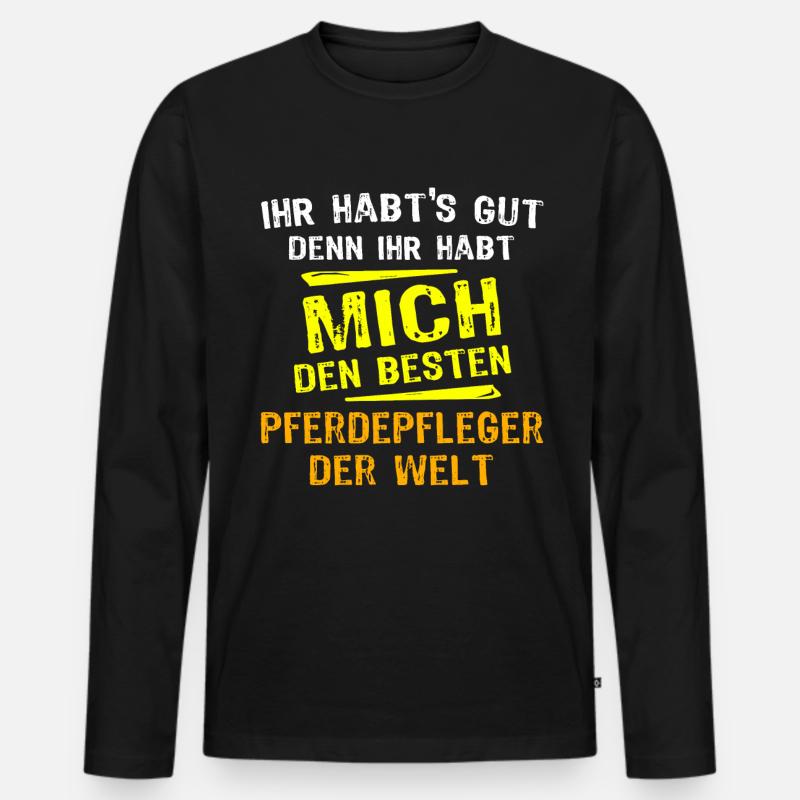 Pferdepfleger Geschenk - Männer Premium Bio Langarmshirt - Schwarz