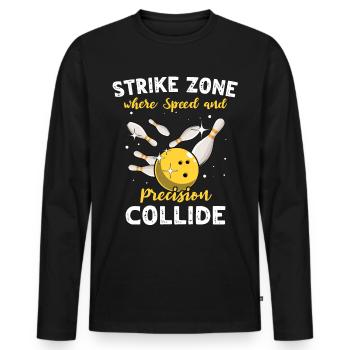 Bowling - Männer Premium Bio Langarmshirt - Schwarz - Vorne - Nico (187cm)