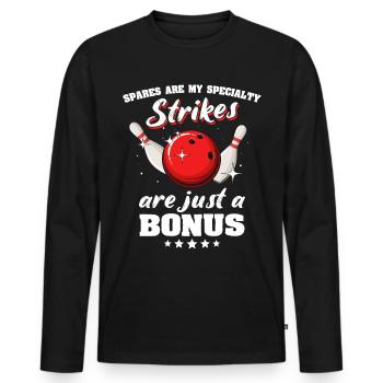 Bowling - T-shirt manches longues Premium bio Homme - noir - Devant - Nico (187cm)