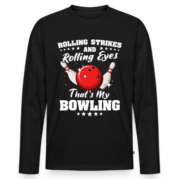 Bowling Bowler - Männer Premium Bio Langarmshirt - Schwarz - Vorne - Nico (187cm)