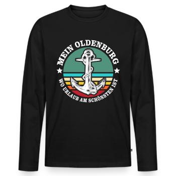 Oldenburg Urlaub - Männer Premium Bio Langarmshirt - Schwarz - Vorne - Nico (187cm)