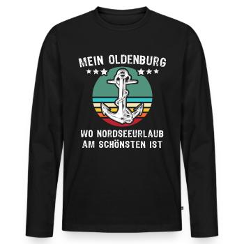 Oldenburg Urlaub - Männer Premium Bio Langarmshirt - Schwarz - Vorne - Nico (187cm)