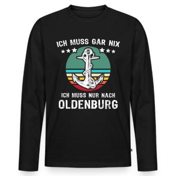 Oldenburg Urlaub - Männer Premium Bio Langarmshirt - Schwarz - Vorne - Nico (187cm)