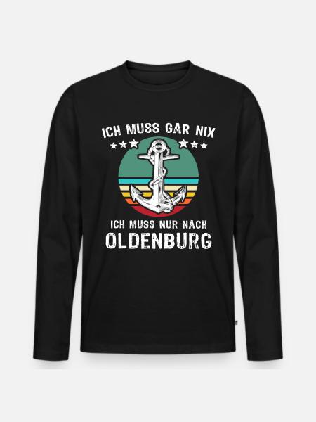 Oldenburg Urlaub - Männer Premium Bio Langarmshirt - Schwarz