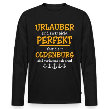 Oldenburg Urlaub - Männer Premium Bio Langarmshirt - Schwarz - Vorne - Nico (187cm)