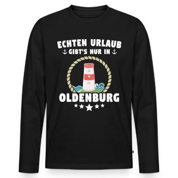 Oldenburg Urlaub - Männer Premium Bio Langarmshirt - Schwarz - Vorne - Nico (187cm)