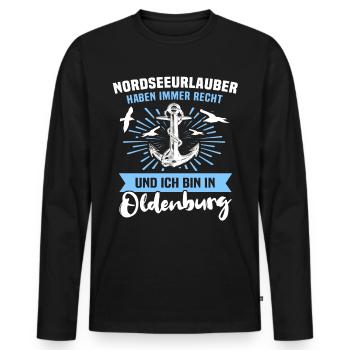 Oldenburg Urlaub - Männer Premium Bio Langarmshirt - Schwarz - Vorne - Nico (187cm)