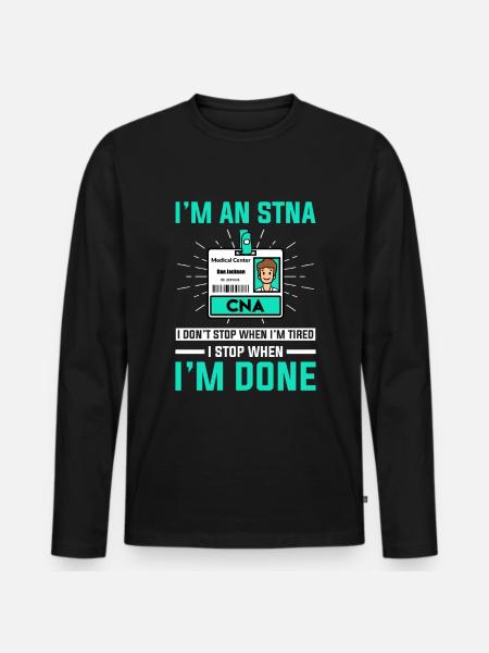 STNA Certified Nursing Assistant - Men's Premium Organic Long Sleeve Shirt - black