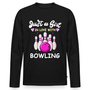 Bowling Bowler - Männer Premium Bio Langarmshirt - Schwarz - Vorne - Nico (187cm)