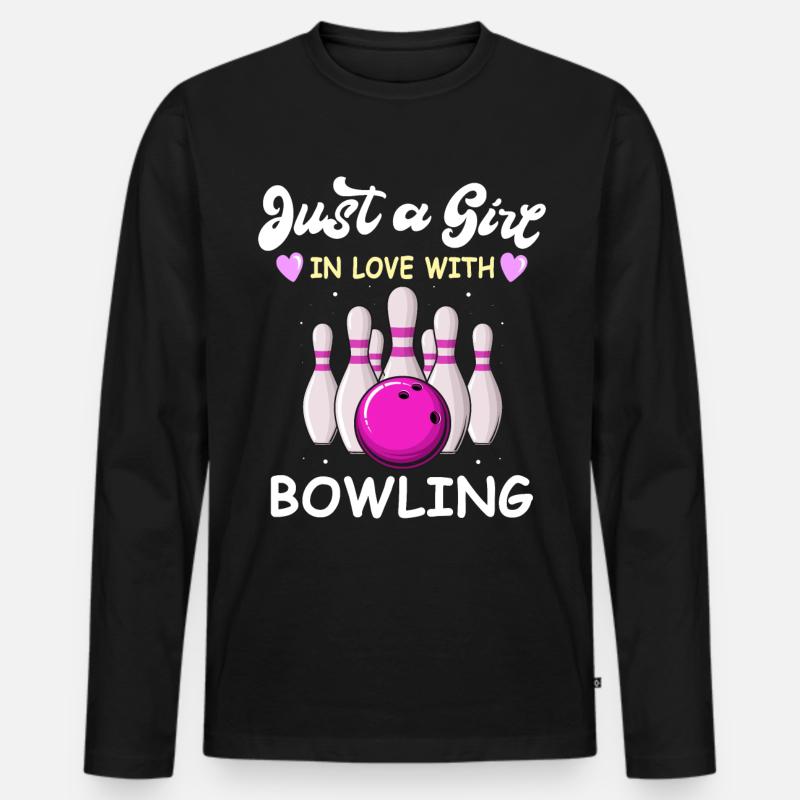 Bowling Bowler - Männer Premium Bio Langarmshirt - Schwarz