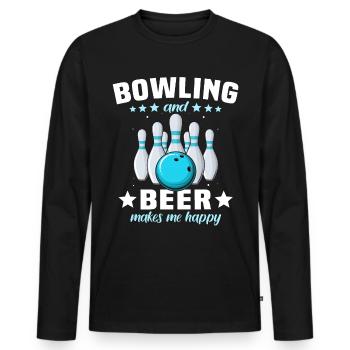 Bowling Bowler - Männer Premium Bio Langarmshirt - Schwarz - Vorne - Nico (187cm)