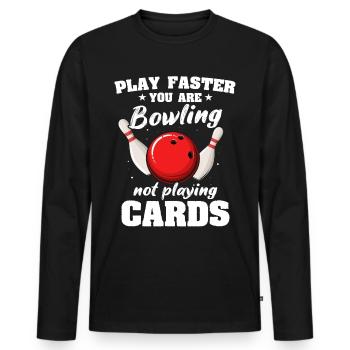 Bowling Bowler - Männer Premium Bio Langarmshirt - Schwarz - Vorne - Nico (187cm)