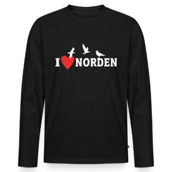 I Love Norden Liebe Nordener - Männer Premium Bio Langarmshirt - Schwarz - Vorne - Nico (187cm)