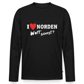 I Love Norden Stadt - Männer Premium Bio Langarmshirt - Schwarz - Vorne - Nico (187cm)