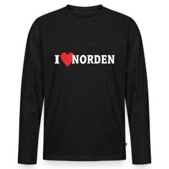 I Love Norden Liebe - Männer Premium Bio Langarmshirt - Schwarz - Vorne - Nico (187cm)