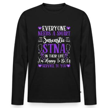 Service To You - State Tested Nursing Assistant - Men's Premium Organic Long Sleeve Shirt - black - Front - Nico (187cm)