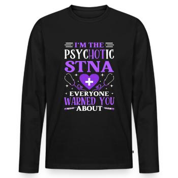 PSYC-HOT-IC STNA-State Tested Nursing Assistant - Men's Premium Organic Long Sleeve Shirt - black - Front - Nico (187cm)