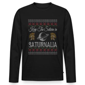Gardez Saturne dans l’histoire de la - T-shirt manches longues Premium bio Homme - noir - Devant - Nico (187cm)