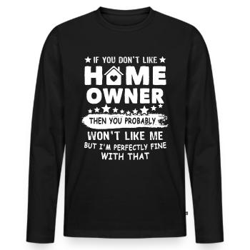 Propriétaires Propriétaires - T-shirt manches longues Premium bio Homme - noir - Devant - Nico (187cm)