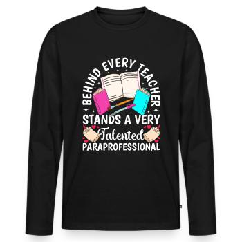 Drôle Talentueux Para Professeur - T-shirt manches longues Premium bio Homme - noir - Devant - Nico (187cm)
