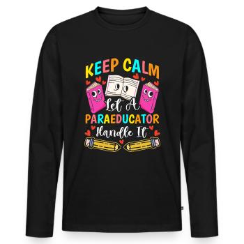 Funny Para Teacher Paraprofessional - Men's Premium Organic Long Sleeve Shirt - black - Front - Nico (187cm)
