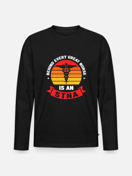 STNA Certified Nursing Assistant - Men's Premium Organic Long Sleeve Shirt - black
