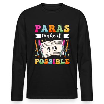 Funny Paras Teacher Paraprofessional - Men's Premium Organic Long Sleeve Shirt - black - Front - Nico (187cm)