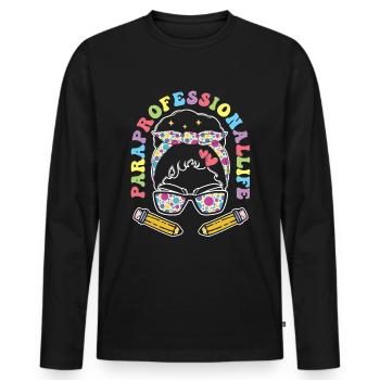 Drôle Para Professeur ParaprofessionAllife - T-shirt manches longues Premium bio Homme - noir - Devant - Nico (187cm)