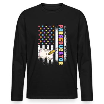 Klassenzimmer Assistent Paraprofessional US - Männer Premium Bio Langarmshirt - Schwarz - Vorne - Nico (187cm)