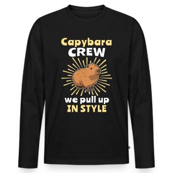 Capybara Sprüche Wasserschwein - Männer Premium Bio Langarmshirt - Schwarz - Vorne - Nico (187cm)