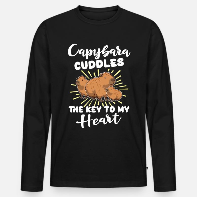 Capybara Sprüche - Männer Premium Bio Langarmshirt - Schwarz