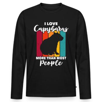 Capybaras - T-shirt manches longues Premium bio Homme - noir - Devant - Nico (187cm)