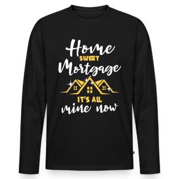 Achat d’une maison Acheteur d’une maison - T-shirt manches longues Premium bio Homme - noir - Devant - Nico (187cm)