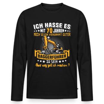 Baggerführer 70. Geburtstag 70 Jahre Baggerfahrer - Männer Premium Bio Langarmshirt - Schwarz - Vorne - Nico (187cm)
