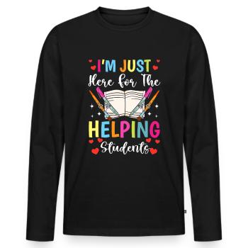 Ici Pour Para Enseignant Paraprofessionnel - T-shirt manches longues Premium bio Homme - noir - Devant - Nico (187cm)