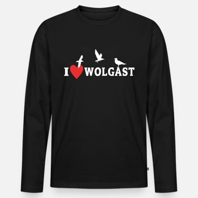 Ich Liebe Wolgast - Männer Premium Bio Langarmshirt - Schwarz