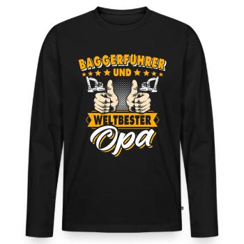 Opa Baggerfahrer - Männer Premium Bio Langarmshirt - Schwarz - Vorne - Nico (187cm)
