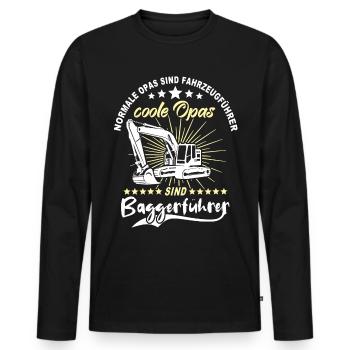 Opa Baggerfahrer - Männer Premium Bio Langarmshirt - Schwarz - Vorne - Nico (187cm)