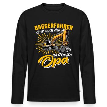 Opa Baggerfahrer - Männer Premium Bio Langarmshirt - Schwarz - Vorne - Nico (187cm)