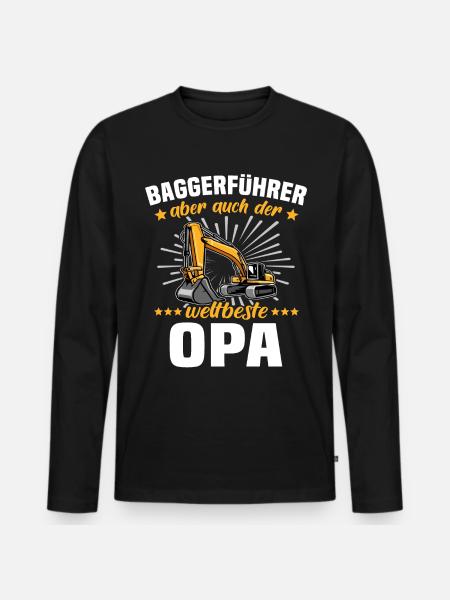 Opa Baggerfahrer - Männer Premium Bio Langarmshirt - Schwarz