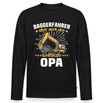 Opa Baggerfahrer - Männer Premium Bio Langarmshirt - Schwarz - Vorne - Nico (187cm)