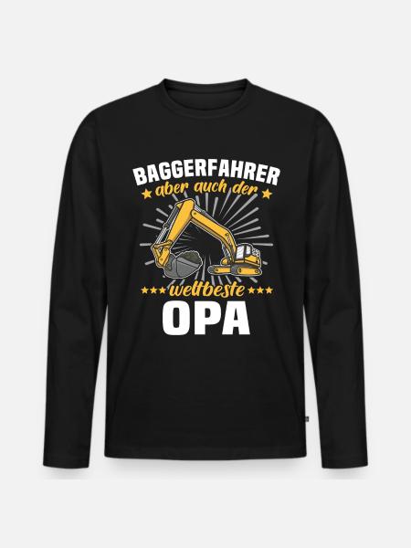 Opa Baggerfahrer - Männer Premium Bio Langarmshirt - Schwarz